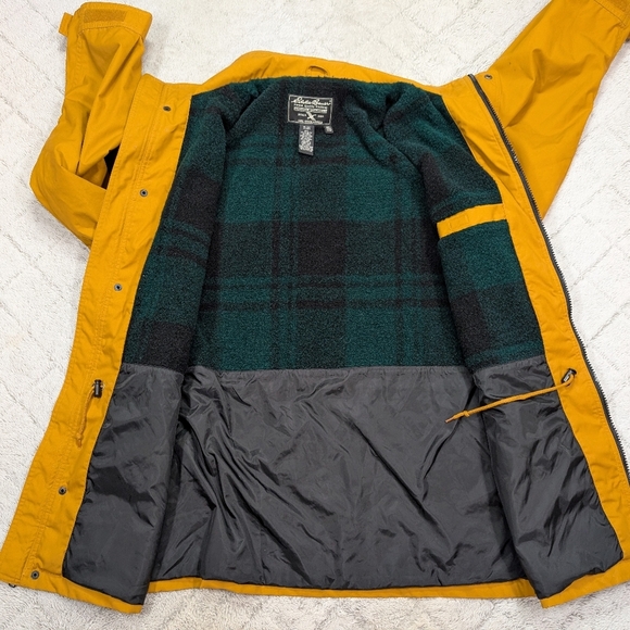 Eddie Bauer Jacket Mens M Yellow Gold Parka Field Barn Weatherproof Wool Lined - Picture 6 of 9
